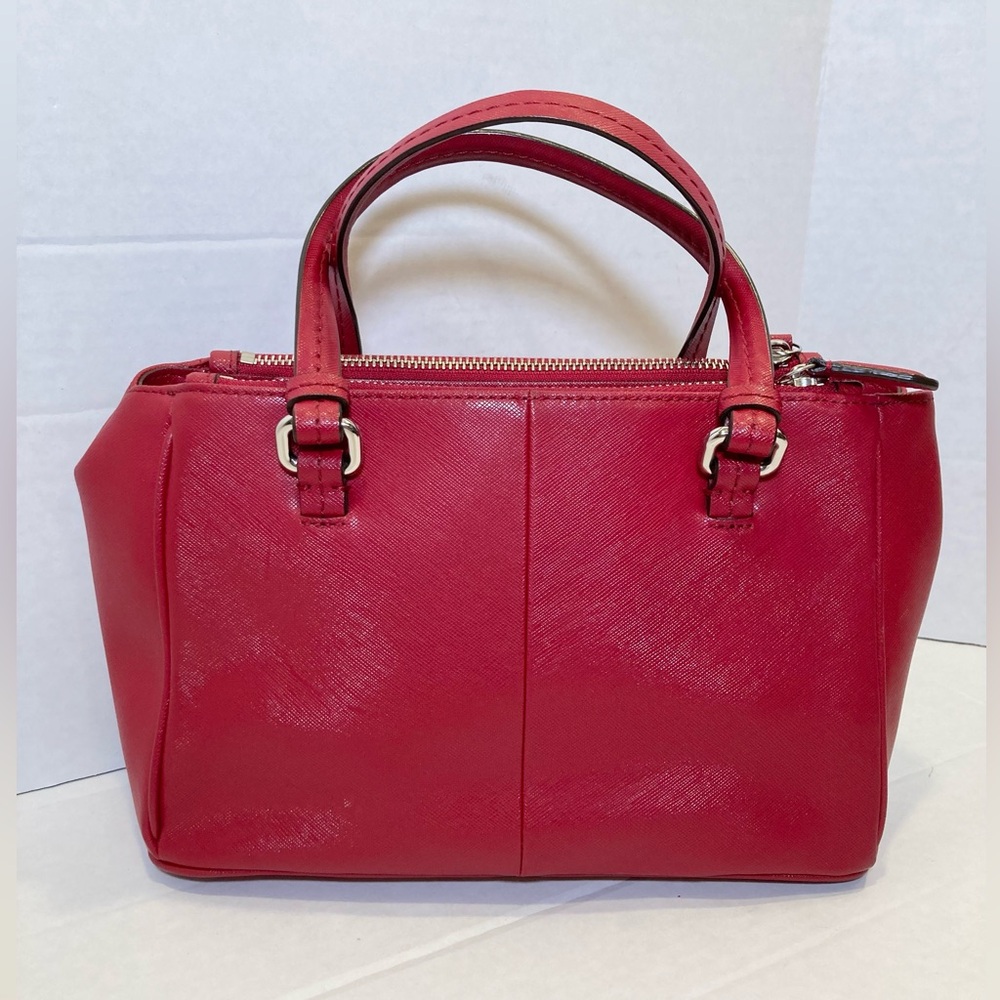 Coach Peyton Leather Mini Carryall Satchel Crossbody Bag in Red - Picture 4 of 16